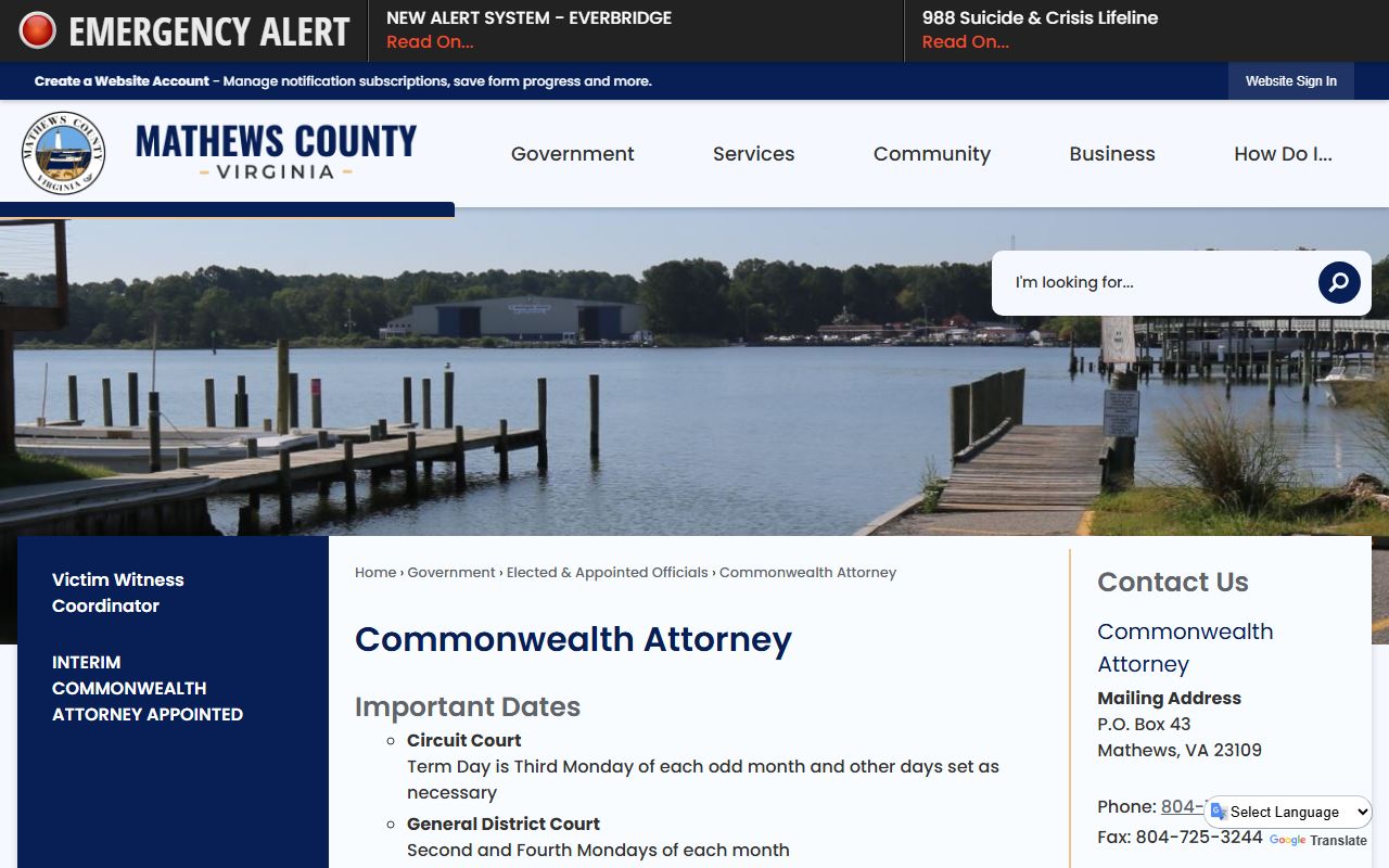 Mathews County court records after jail arrest Commonwealth's Attorney page